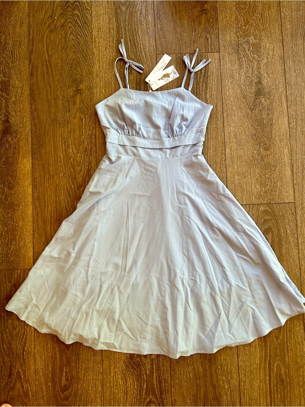 Light Blue Tie-Strap Midi Dress for Women